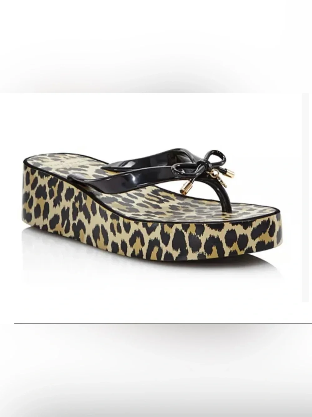 Kate Spade Rhett Leopard Print Wedge flip flops size 8